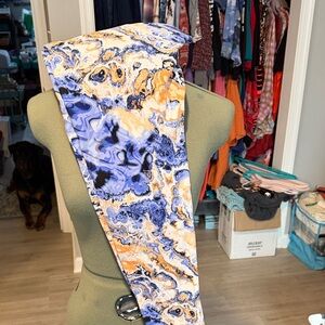 LuLaRoe Blue and Orange Marble TC Leggings